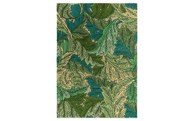Morris & Co Acanthus Nettle Sky Blue outdoor rug full flat view