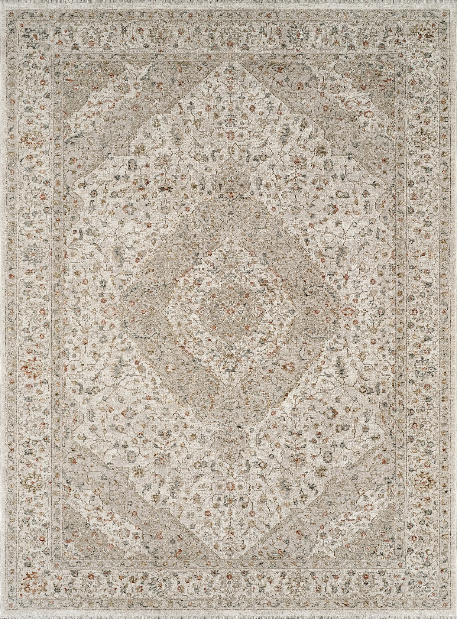 Comila Ivory rug full design overhead view