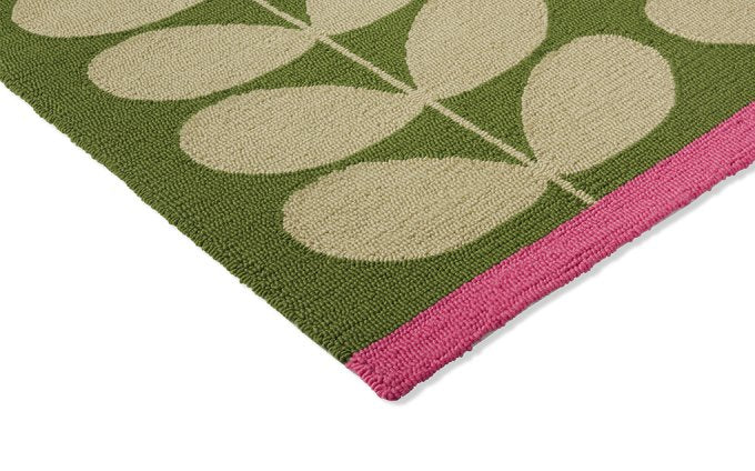 Orla Kiely Solid Stem Basil outdoor rug corner detail
