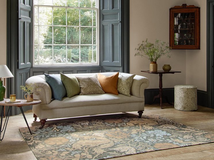 Morris & Co Compton Trellis rug styled in a room setting
