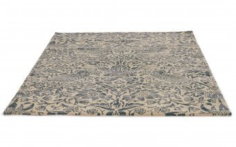 Morris & Co Pure Strawberry Thief Ink rug corner detail