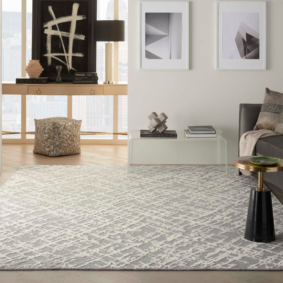 Divine DIV10 Sandstorm rug in a styled room setting