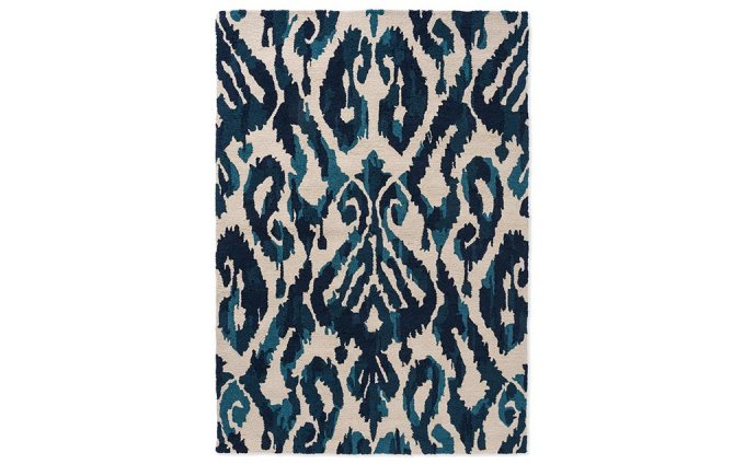 Sanderson Kasuri Indigo outdoor rug full flat view