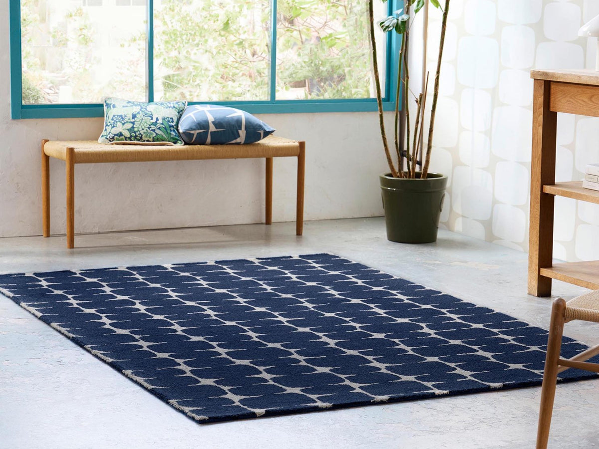 Scion Little Lohko Indigo rug styled in a room setting