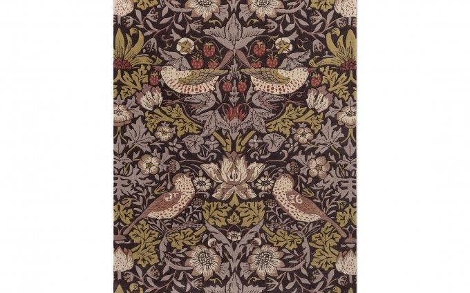 Morris & Co Strawberry Thief Grape rug full flat view