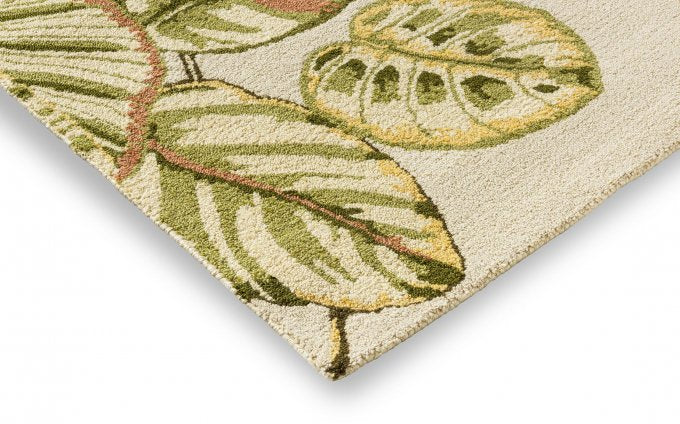 Sanderson Calathea Samphire outdoor rug corner detail