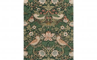 Morris & Co Strawberry Thief Forest rug full flat view