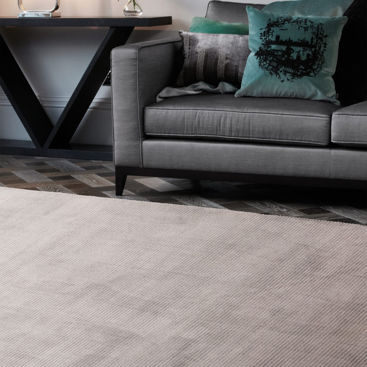 Kuza Plain Stripe Silver rug