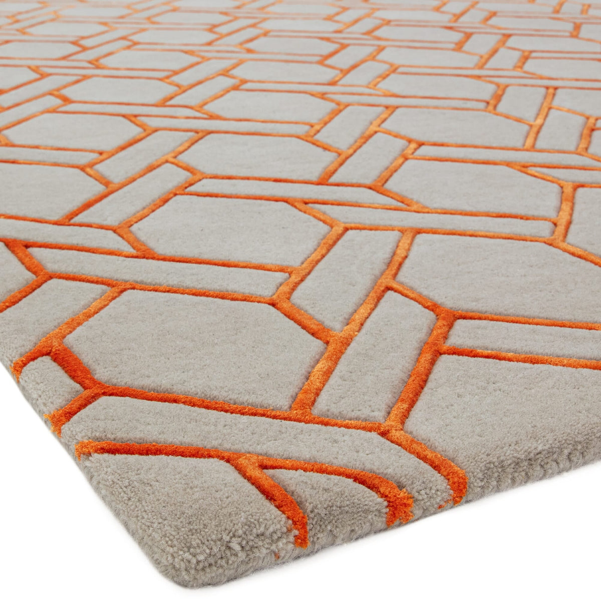 Nexus Fine Lines Silver Orange rug