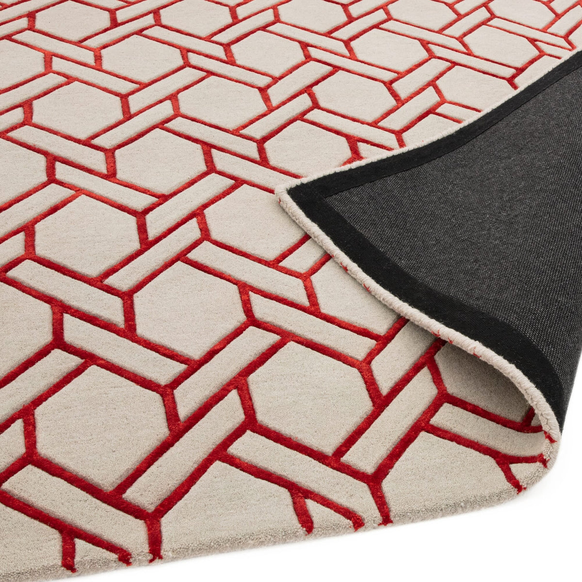 Nexus Fine Lines Silver Red rug