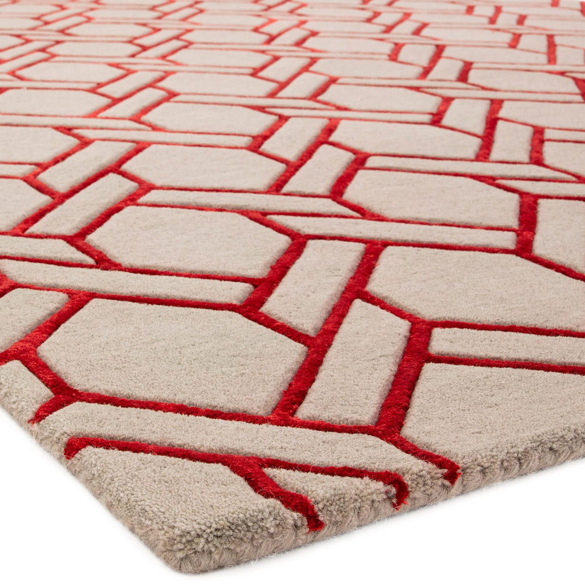 Nexus Fine Lines Silver Red rug