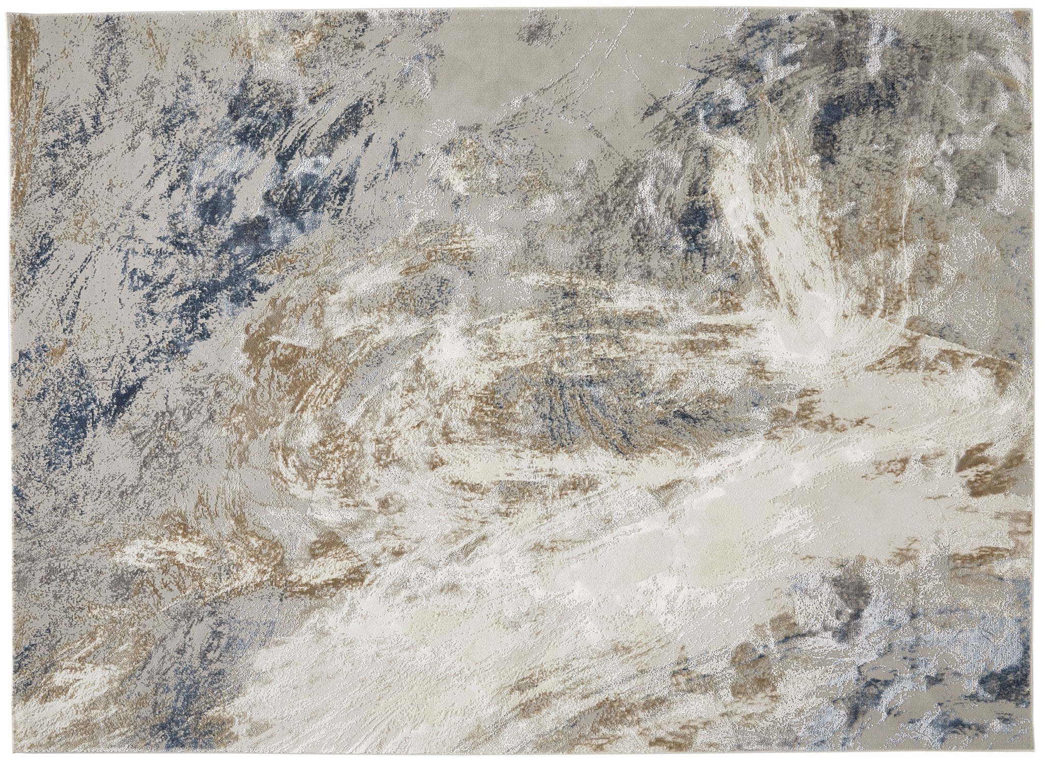 Santa Monica Grey Blue rug full abstract design overhead view