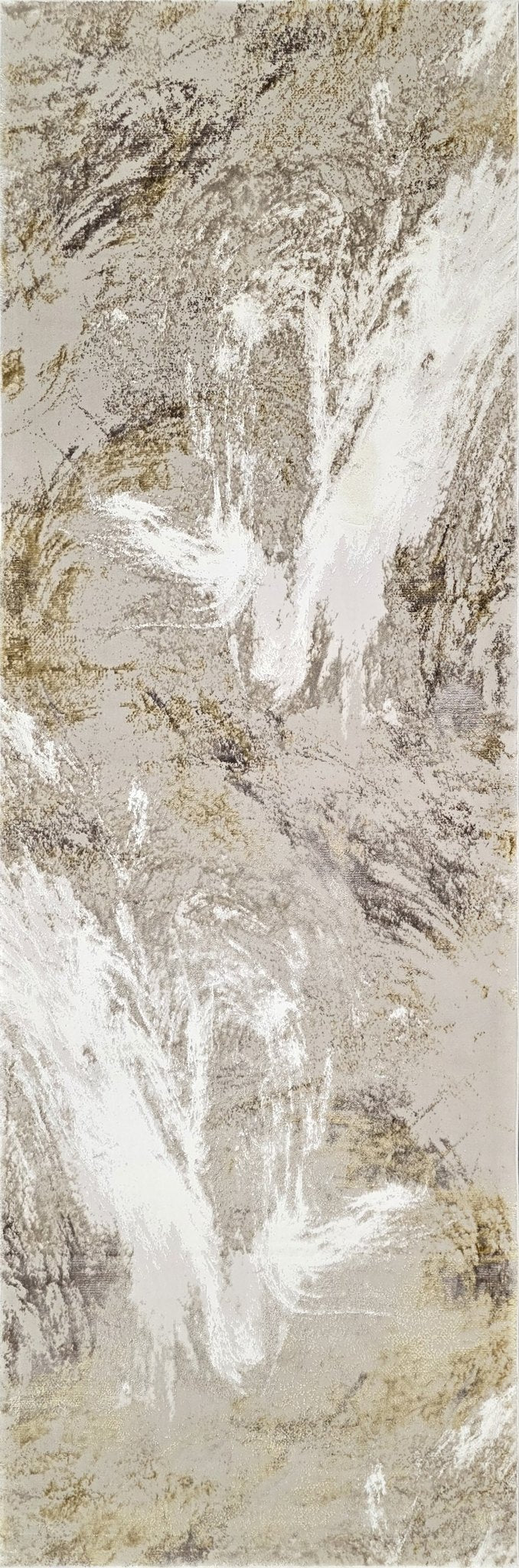 Santa Monica Grey Gold rug corner folded showing backing