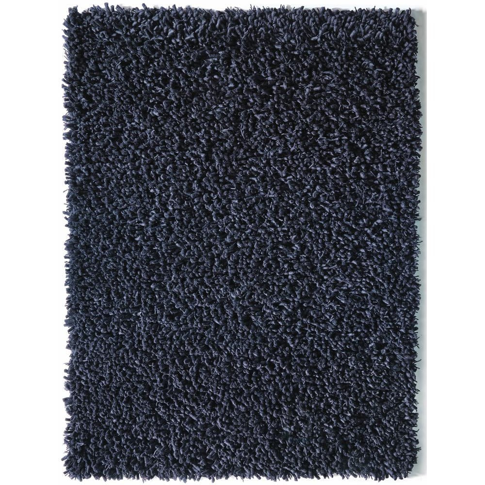 A midnight-toned hand-woven wool rug