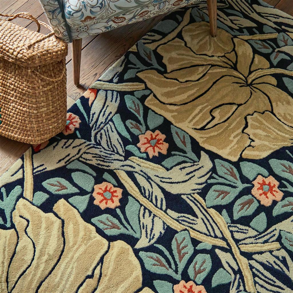 Morris & Co Pimpernel Indigo 28818 rug pattern close-up