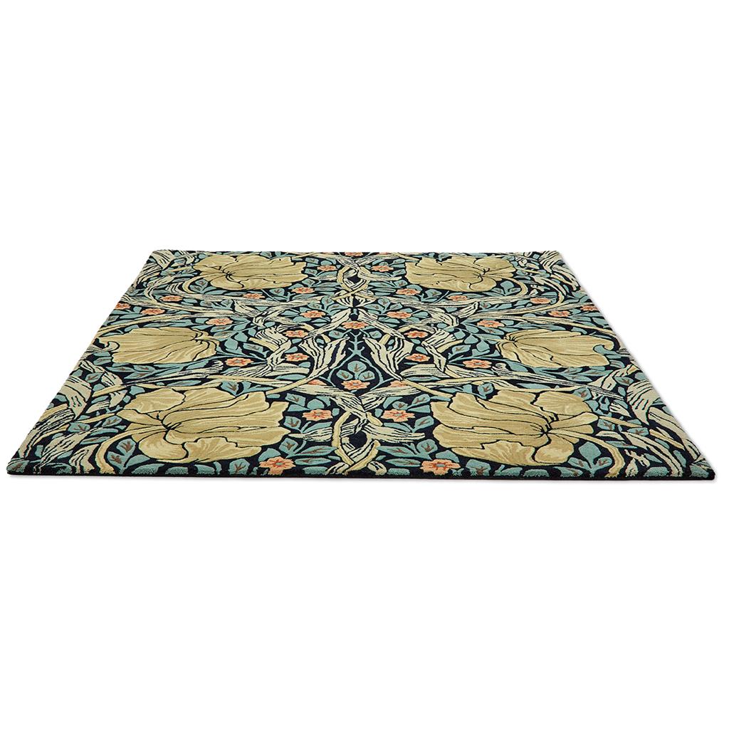 Morris & Co Pimpernel Indigo 28818 rug angled view