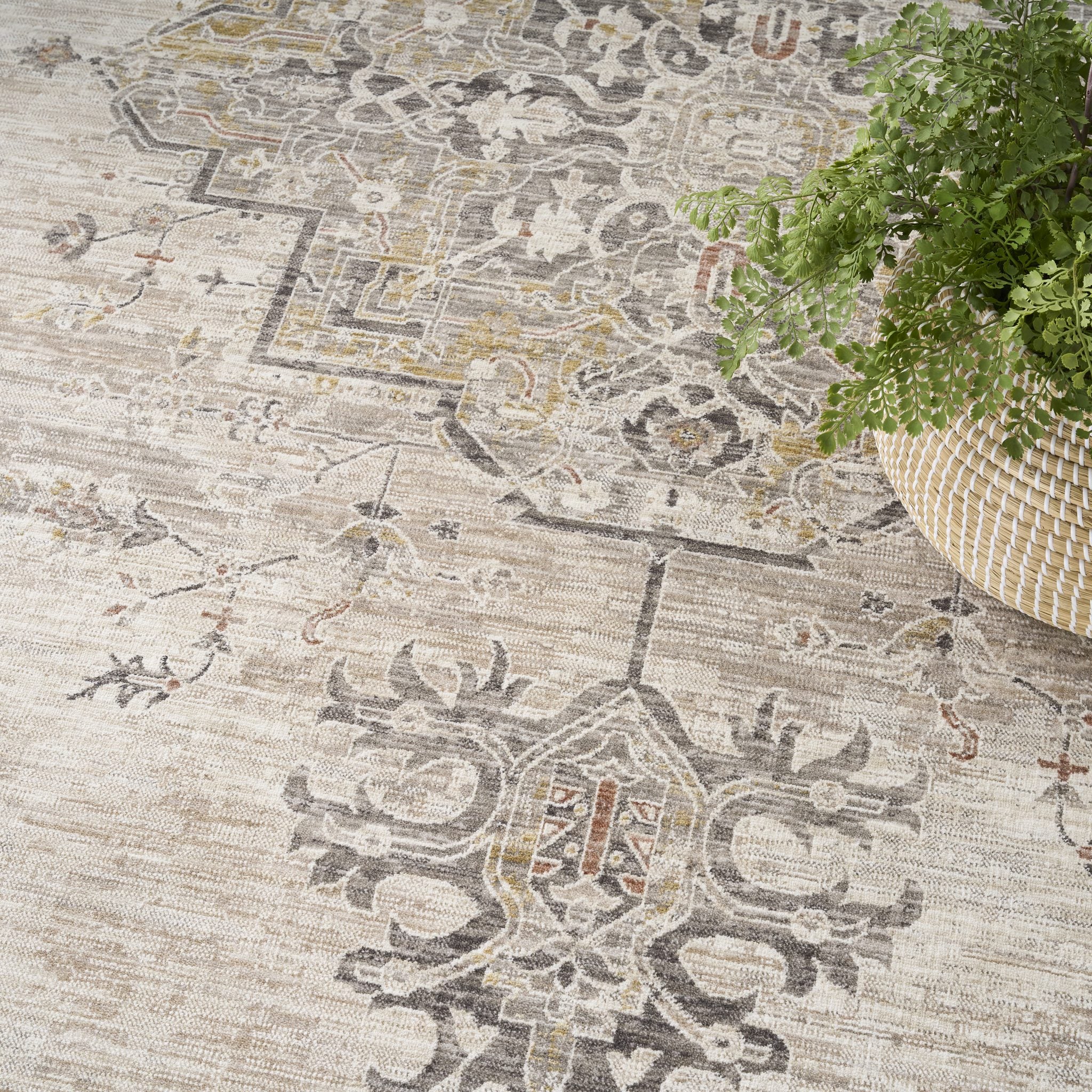 Antique Fusion Anf01 Ivory Charcoal rug