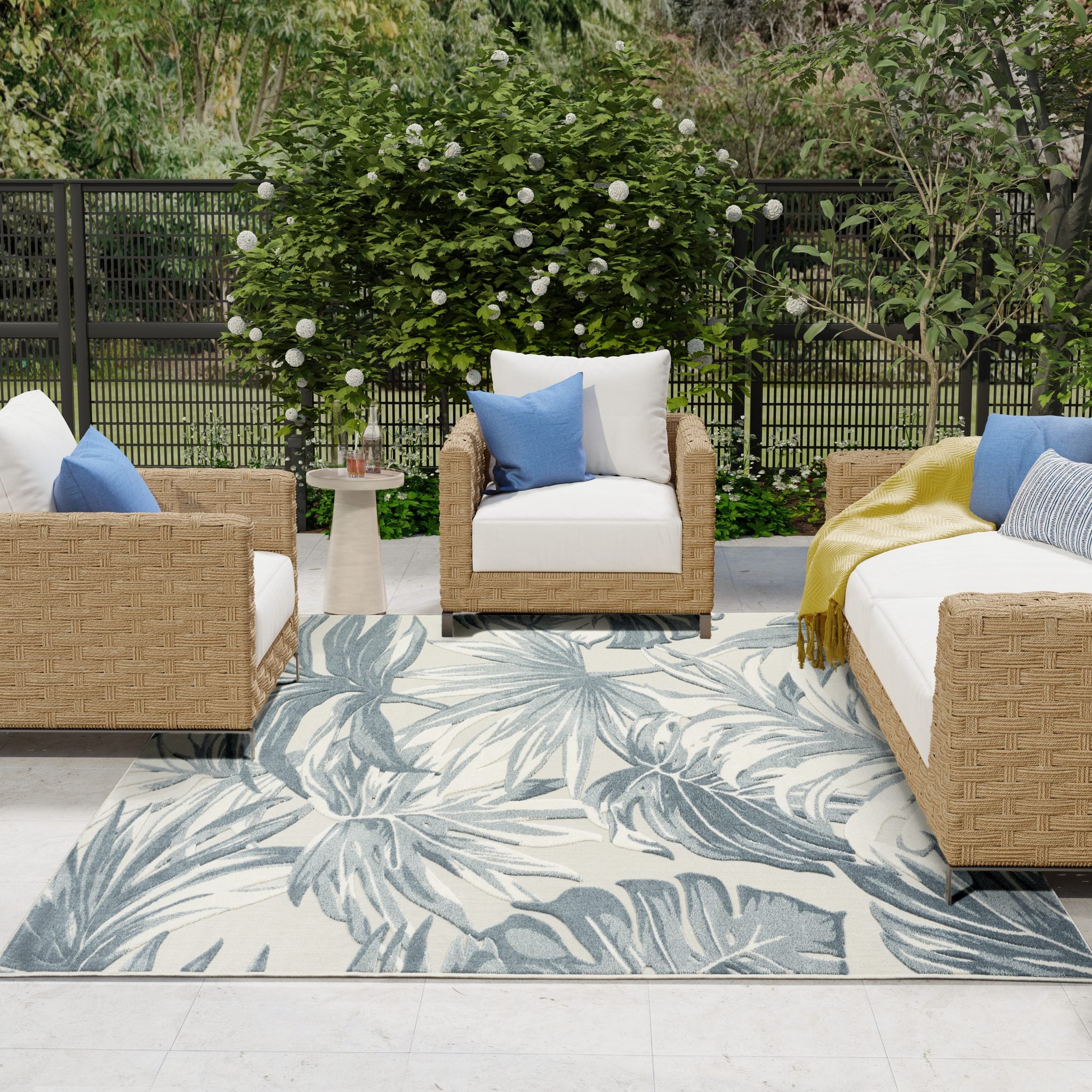 Aloha Alh43 Ivory Blue outdoor rug