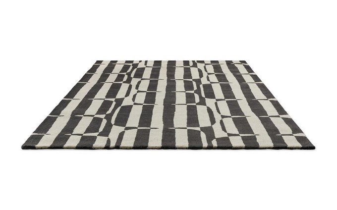 Scion Lohko Stripe Charcoal rug angled view