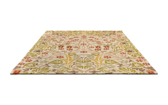 Morris & Co Blackthorn Wheat outdoor rug angled view
