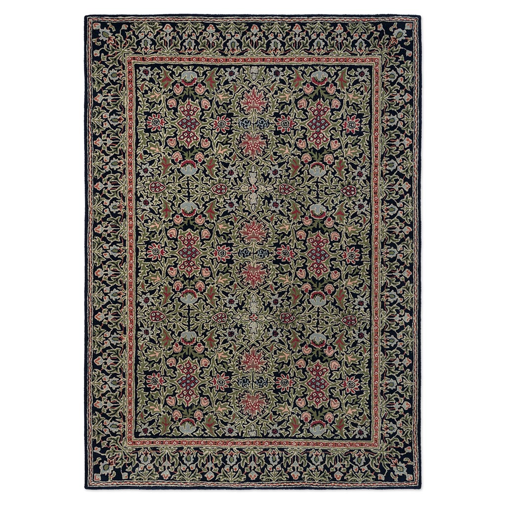 Morris & Co Wilton Weave Indigo rug full flat view