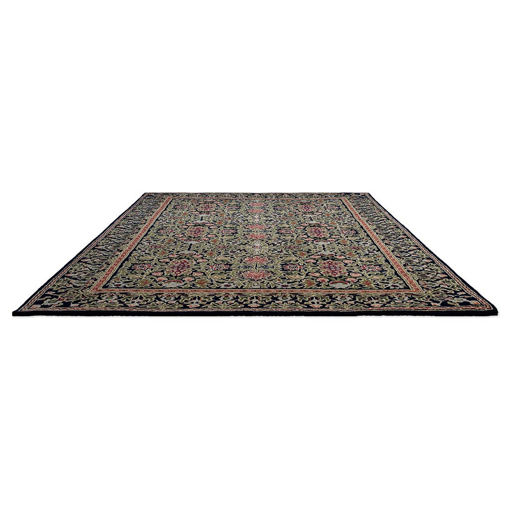 Morris & Co Wilton Weave Indigo rug angled view
