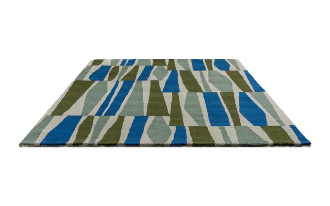 Scion Saku Olive rug angled view