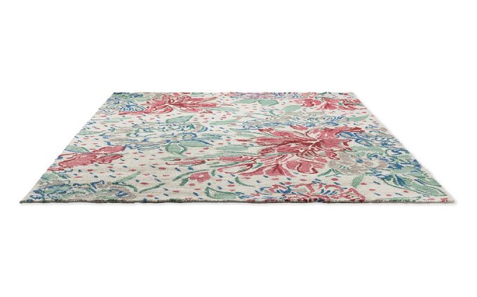 Laura Ashley Lilith Poppy Red outdoor rug angled view