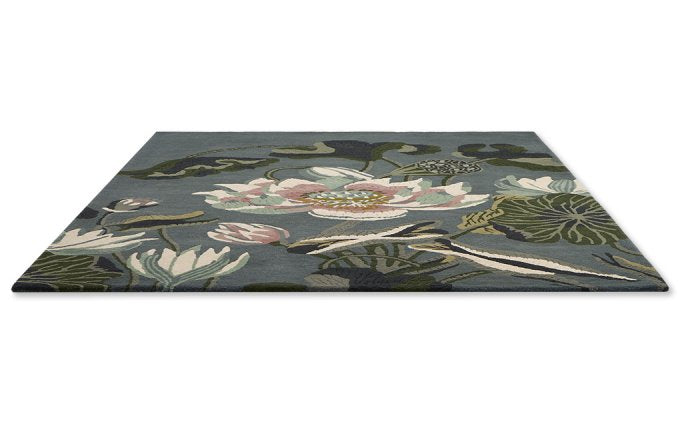 Wedgwood Waterlily Midnight Pond 38608 rug angled view