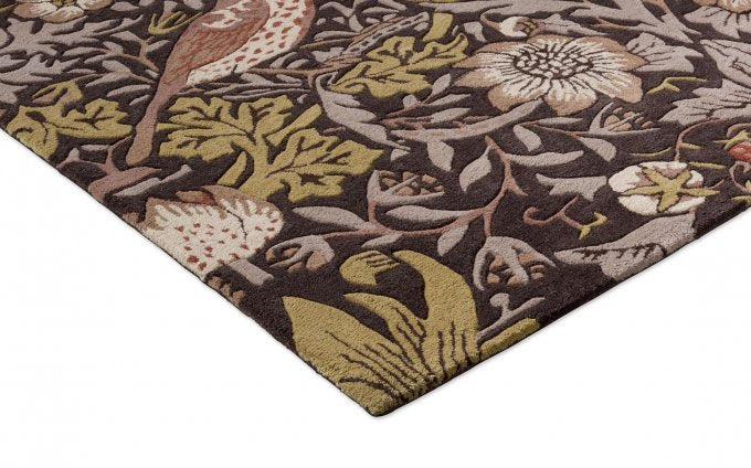 Morris & Co Strawberry Thief Grape rug corner detail