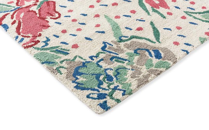 Laura Ashley Lilith Poppy Red outdoor rug corner detail