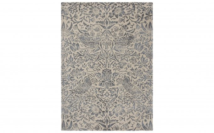 Morris & Co Pure Strawberry Thief Ink rug full flat view