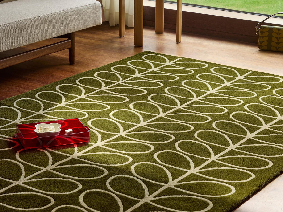 Orla Kiely Linear Stem Olive rug | Kelaty