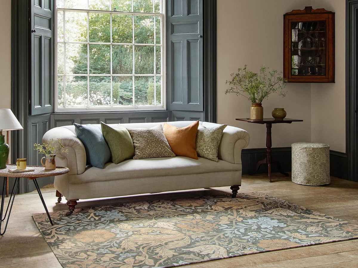Morris & Co Compton Trellis rug styled in a room setting