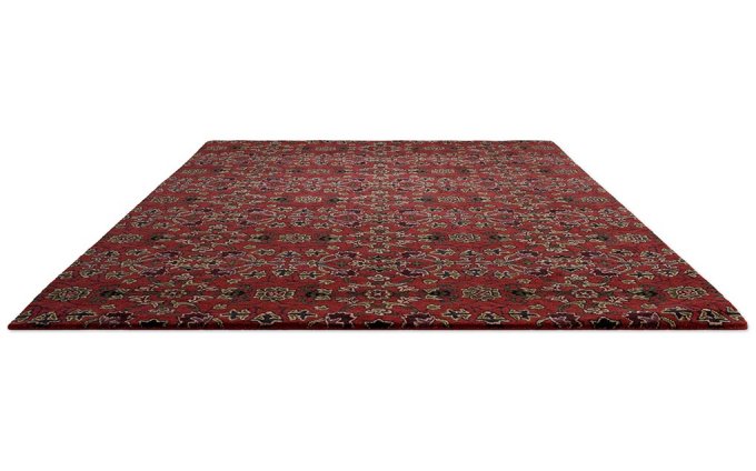 Morris & Co Persian Scroll Plum rug angled view