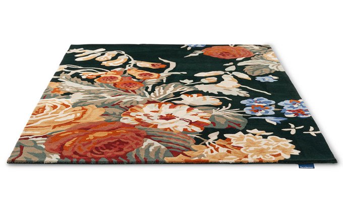 Sanderson Stapleton Park Navy/Burnt Orange 45318 rug angled view