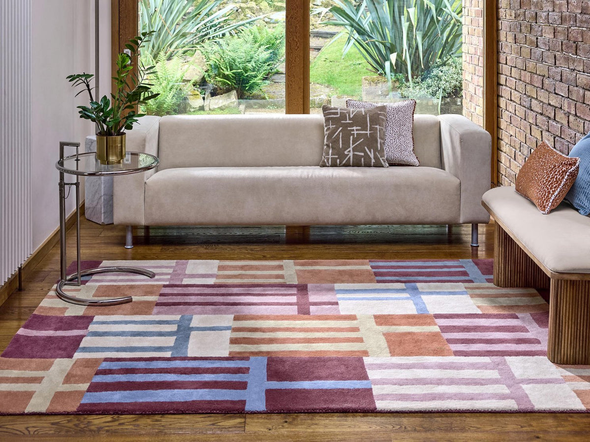 Harlequin Monolith Cinnabar/Amber 144200 rug styled in a room setting