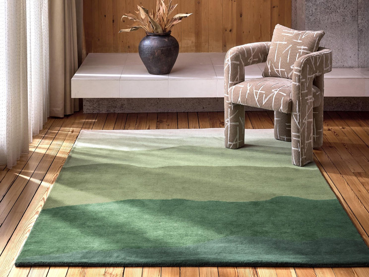 Harlequin Sedimentary Pine 141007 rug styled in a room setting