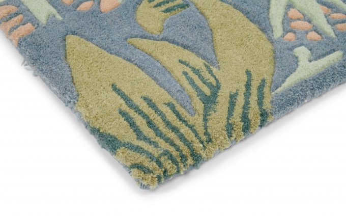 Morris & Co Strawberry Thief Slate rug corner detail