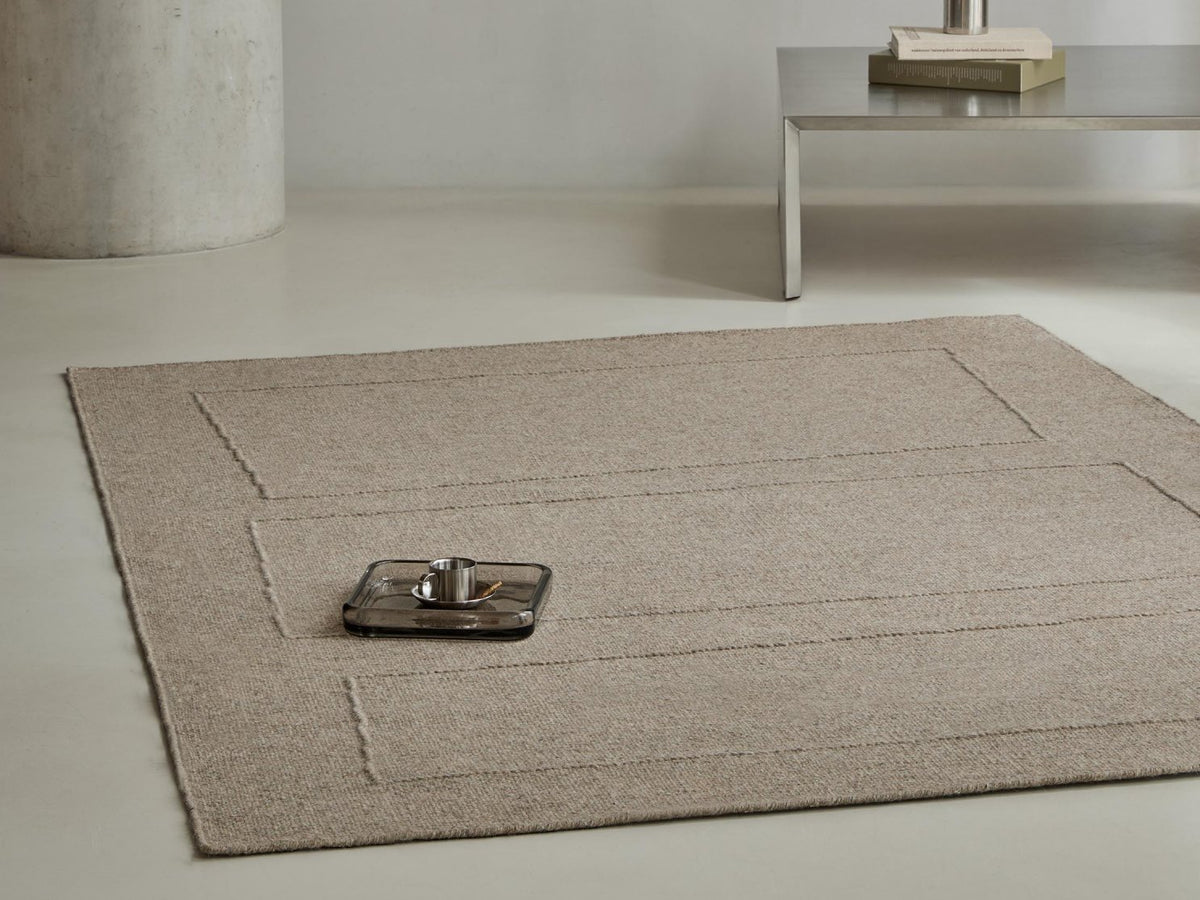 Senso Blocks Soft Taupe rug in a room setting