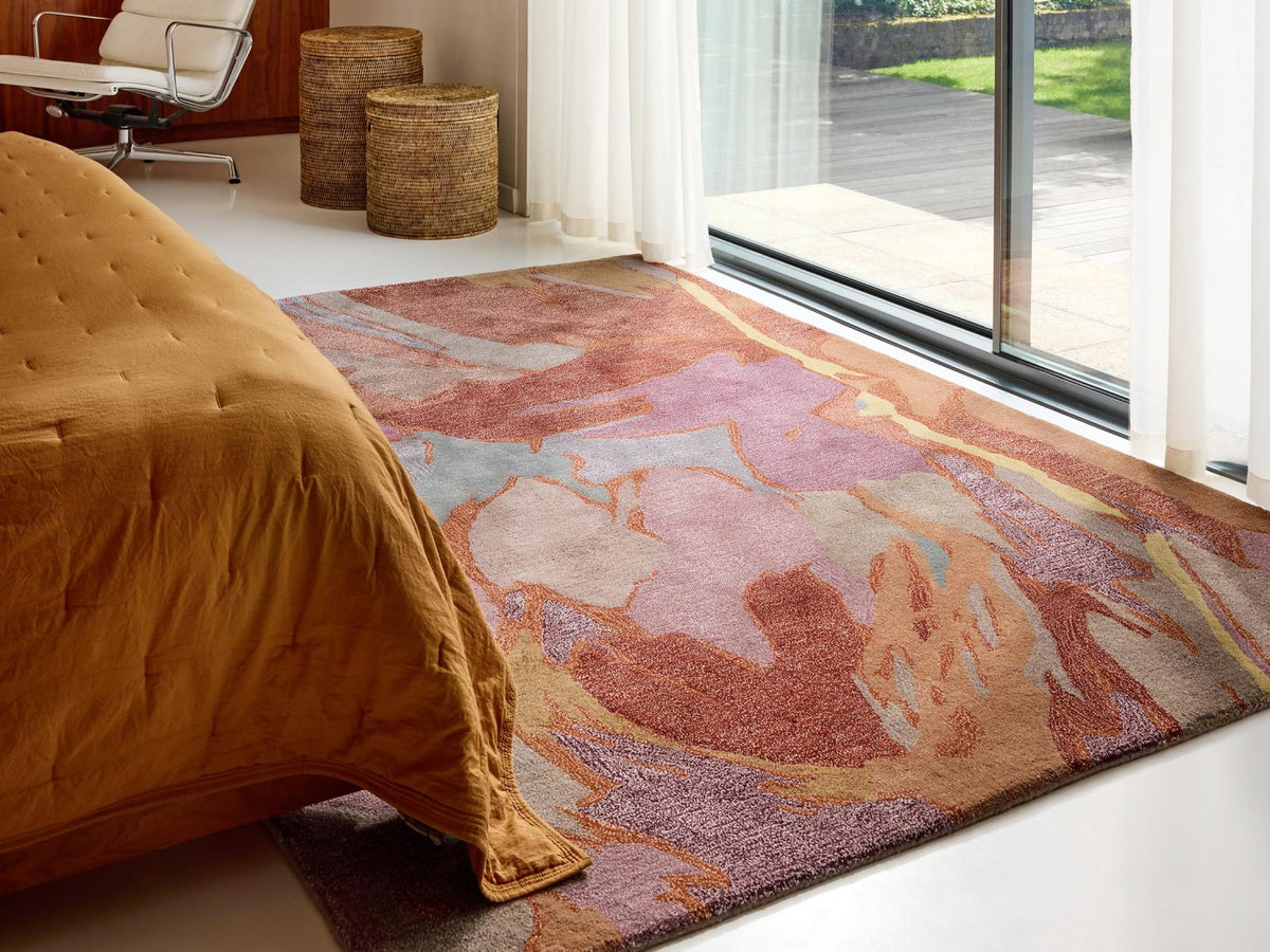 Harlequin Saltillo Rosewood 144600 rug styled in a room setting