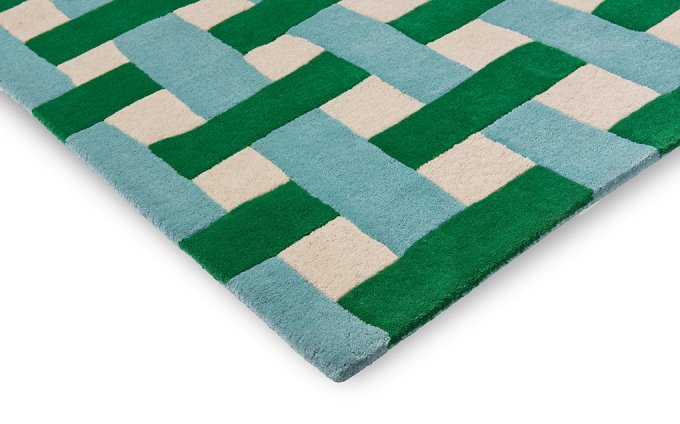 Harlequin Basketweave Emerald/Aquamarine rug detail
