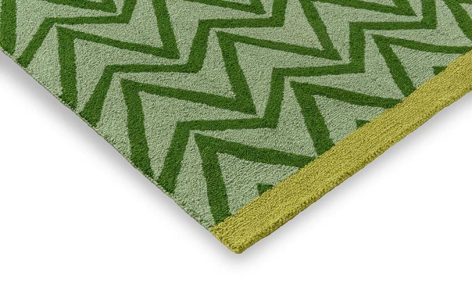 Scion Dhurrie Green outdoor rug corner detail