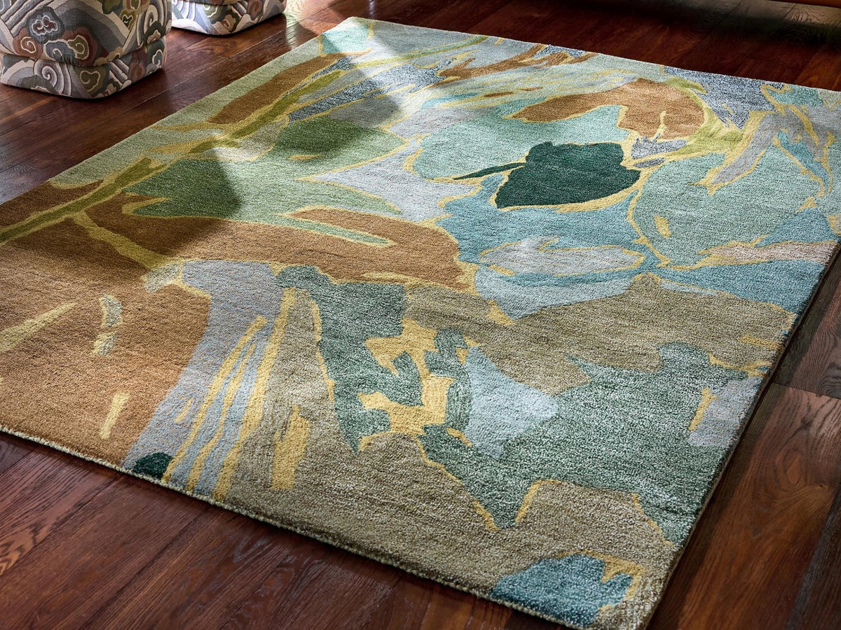 Harlequin Saltillo Forest 144607 rug styled in a room setting