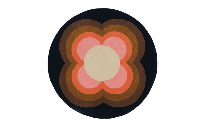 Orla Kiely Sunflower Pink Round 60005 rug full flat view
