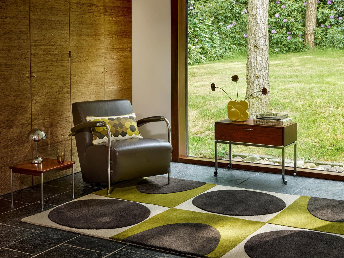Orla Kiely Spot Square Walnut Lichen rug | Kelaty