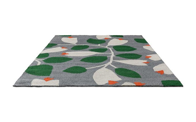 Scion Rosehip Blue outdoor rug angled view