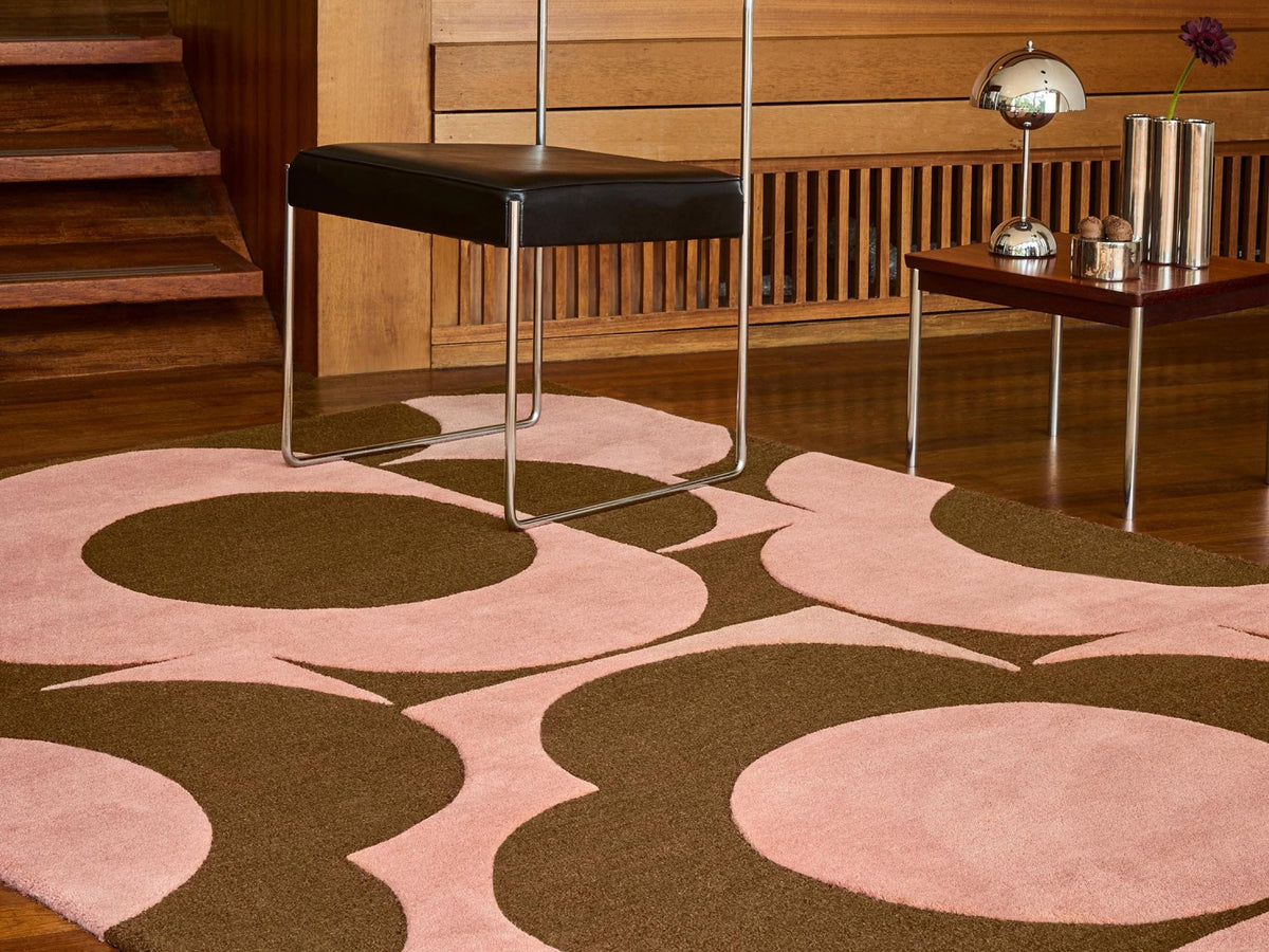 Orla Kiely Prism Flower Pink Terracotta rug | Kelaty