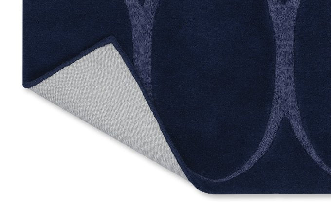 Wedgwood Renaissance Blue 39008 rug corner turned to show the backing