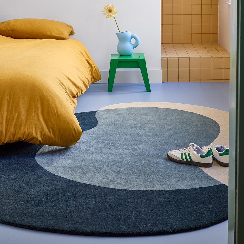 Element Lane Blue rug styled in a room setting